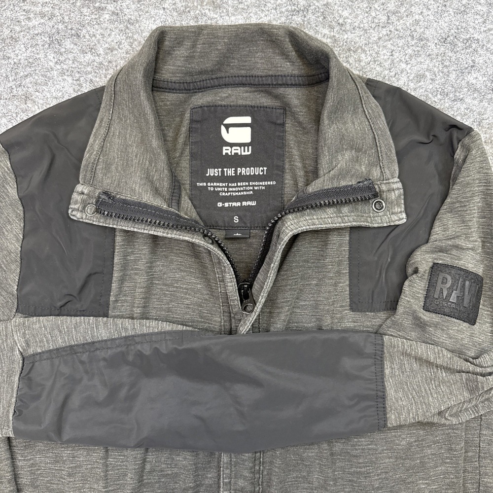 G Star Raw zip jacket men's small gray elbow patches military field Utility